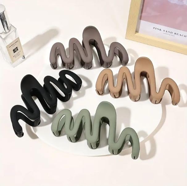 Korean Zig Zag Hair Clutcher Set of 4 | Non Slip Hair Claw Clips | Fashion Hair Accessories for Women & Girls