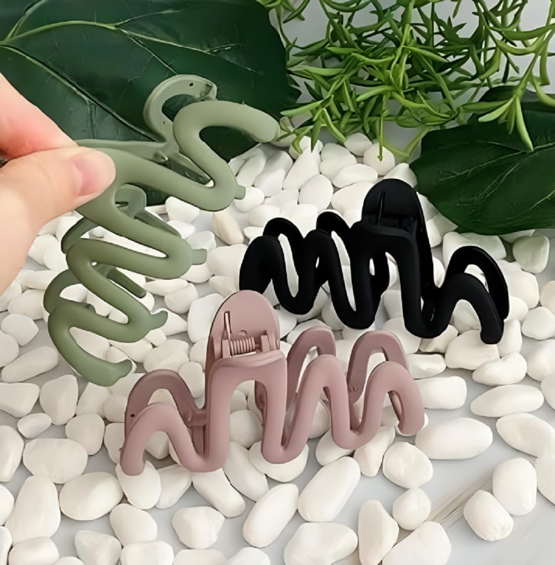 Pack of 3 Korean Zig Zag Hair Clutcher | Trendy Hair Claw Clips with Strong Grip for Women & Girls | Dailye Wear