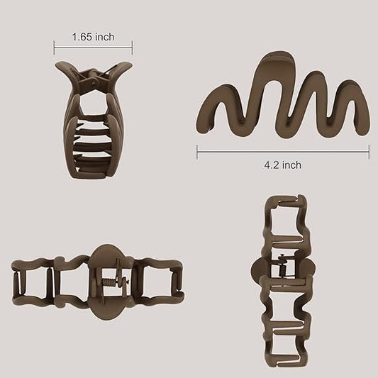 Korean Zig Zag Hair Clutcher Set of 4 | Non Slip Hair Claw Clips | Fashion Hair Accessories for Women & Girls