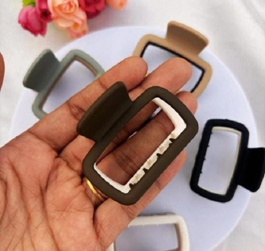 Pack of 3 Matte Rectangle Hair Clutcher | Strong Grip Big Hair Claw Clips for Women & Girls | Non-Slip Stylish Hair Accessories