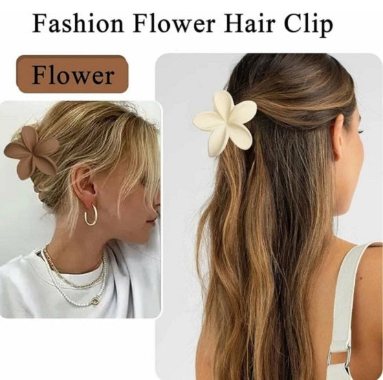 Matte Flower Hair Clutcher for Women & Girls – Strong Grip Stylish Hair Clips | Pack of 3 Multicolor Big Claw Clips