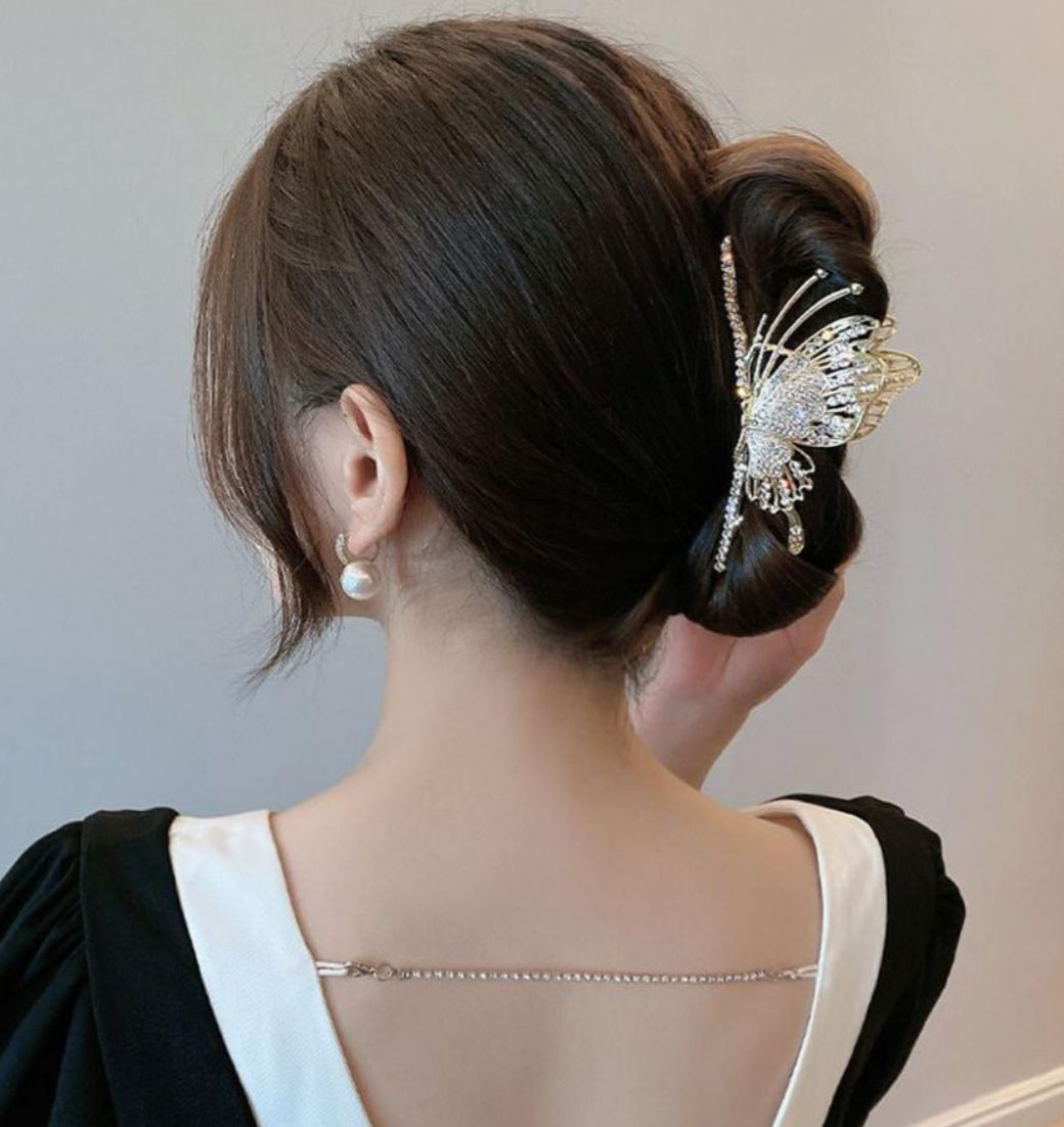 Freebies Luxury Stone Butterfly Hair Clutcher – Crystal Rhinestone Hair Clip for Women & Girls | Bridal & Party Hair Accessory Pack of 1
