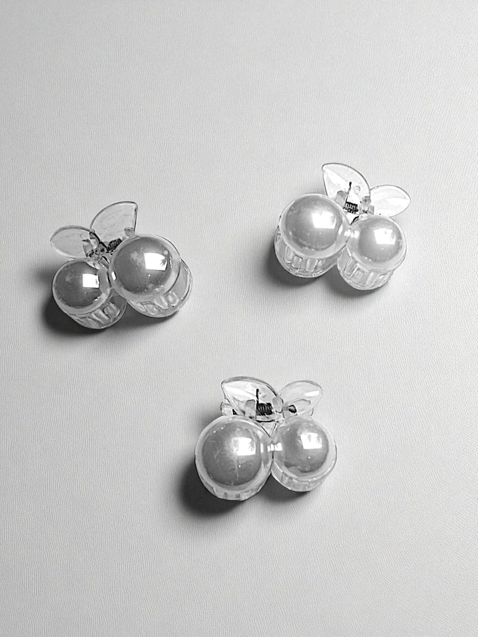 Pack of 3 White Cherry Hair Clutcher | Stylish Mini Hair Claw Clips | Strong Grip Durable Hair Accessories for Women & Girls | Perfect for Office, Party & Dailye Fashion Hairstyles