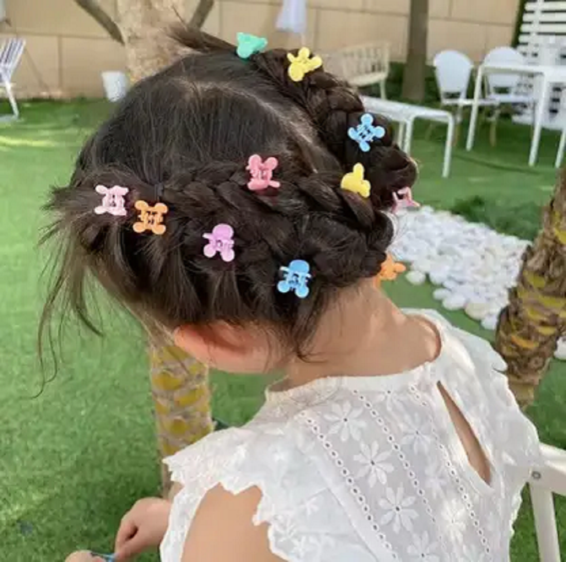 Pack 50 of Mini Colorful bunny & Square Hair Clutcher Clips for Girls & Women
