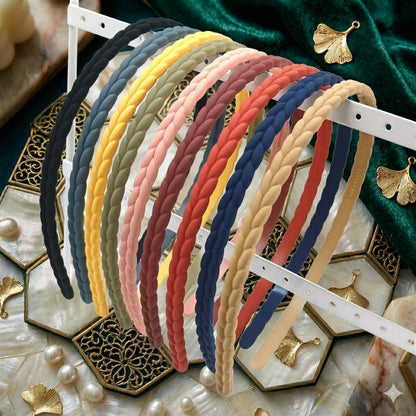 Matte Braided Hair Bands for Women & Girls | Multicolor Thin Headbands | Non Slip Lightweight Hair Accessories | Stylish Daily Wear Headband Set