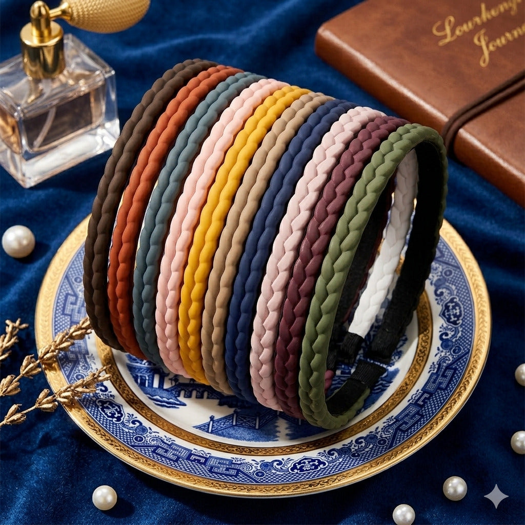 Matte Braided Hair Bands for Women & Girls | Multicolor Thin Headbands | Non Slip Lightweight Hair Accessories | Stylish Daily Wear Headband Set