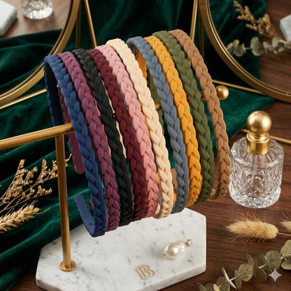 Matte Braided Hair Bands for Women & Girls | Multicolor Thin Headbands | Non Slip Lightweight Hair Accessories | Stylish Daily Wear Headband Set