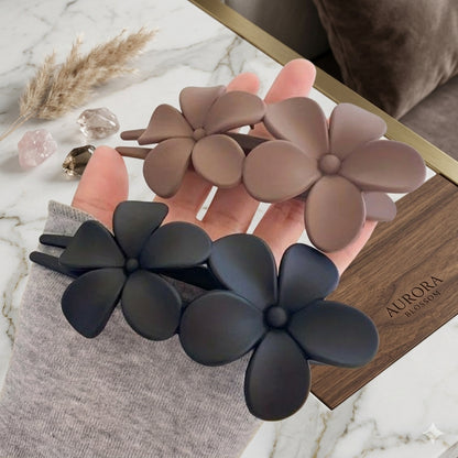 Pack of 2 Matte Flower Juda Hair Claw Clips for Women & Girls | Strong Hold Non-Slip Hair Clip | Stylish Floral Hair Accessories