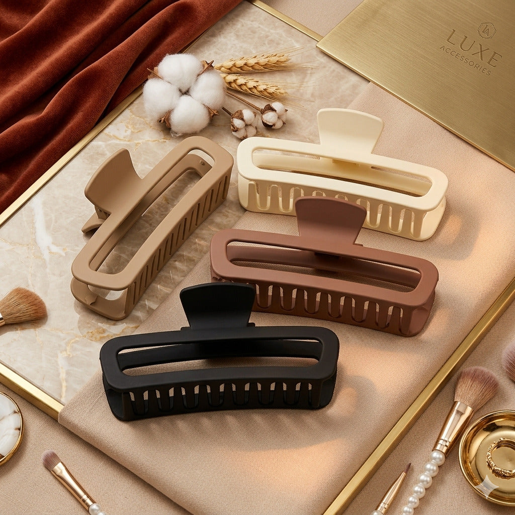 Matte Tube Hair Clutcher for Women & Girls | Rectangle Hair Claw Clip | Strong Hold Hair Clip | Premium Hair Accessory
