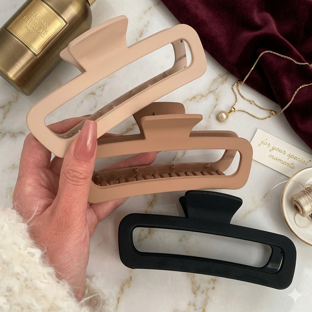 Matte Tube Hair Clutcher for Women & Girls | Rectangle Hair Claw Clip | Strong Hold Hair Clip | Premium Hair Accessory