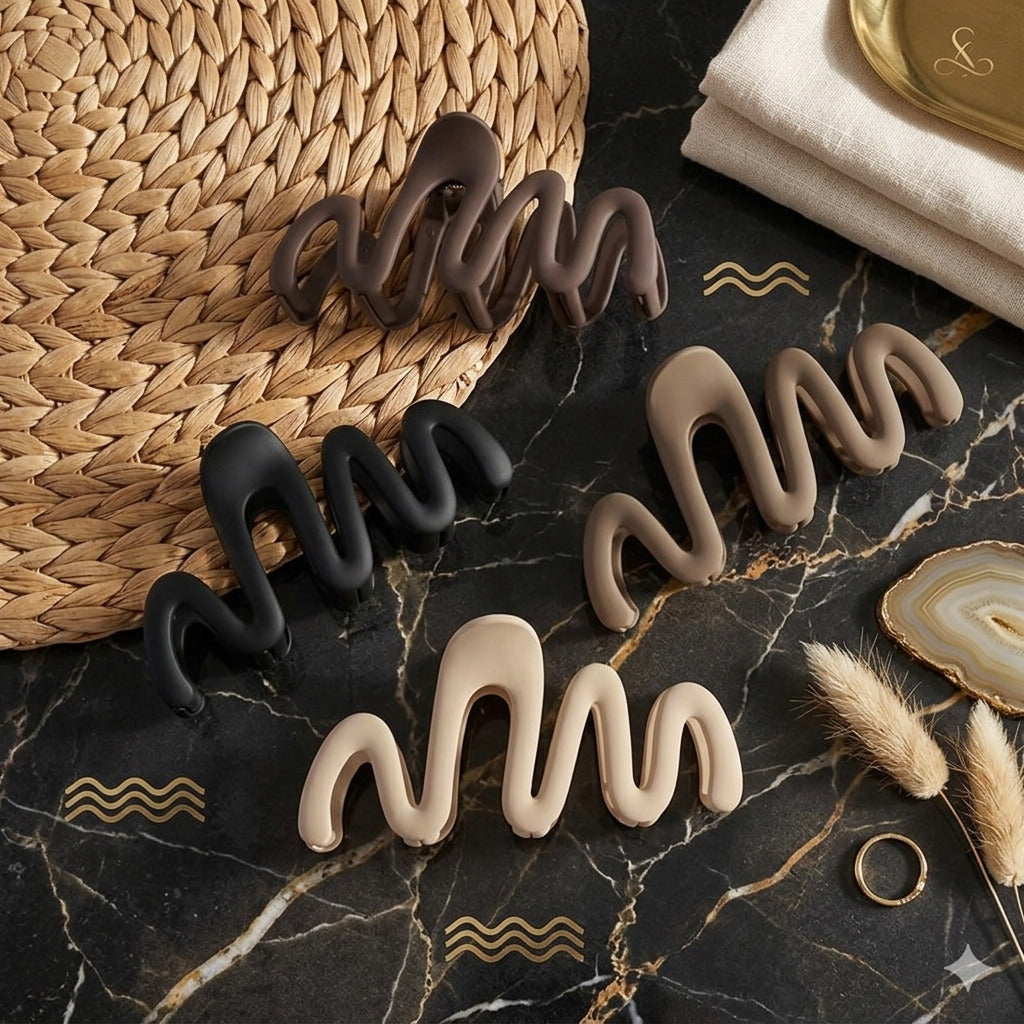 Wave Hair Clutcher for Women | Matte Zig Zag Hair Claw Clip | Strong Hold Non Slip Hair Clutcher | Korean Hair Accessories