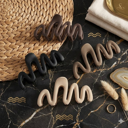 Wave Hair Clutcher for Women | Matte Zig Zag Hair Claw Clip | Strong Hold Non Slip Hair Clutcher | Korean Hair Accessories