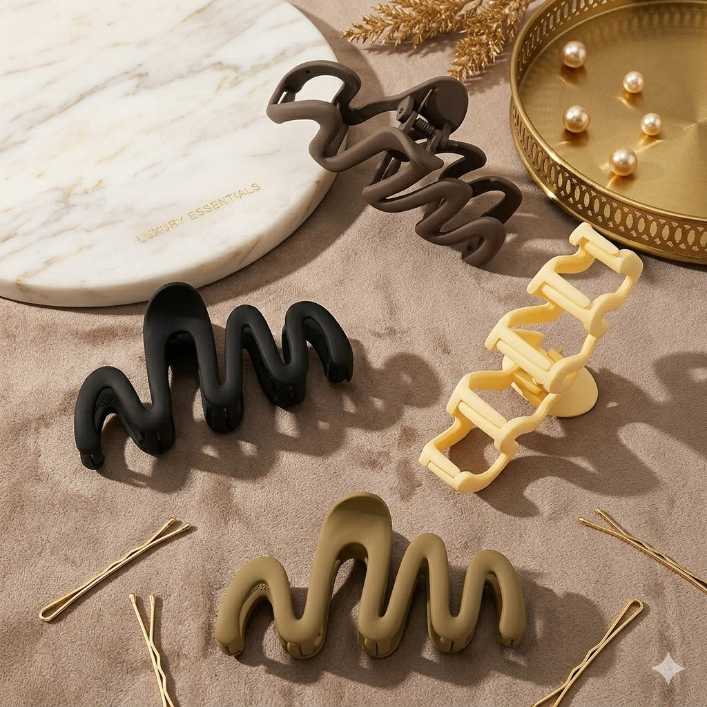 Wave Hair Clutcher for Women | Matte Zig Zag Hair Claw Clip | Strong Hold Non Slip Hair Clutcher | Korean Hair Accessories