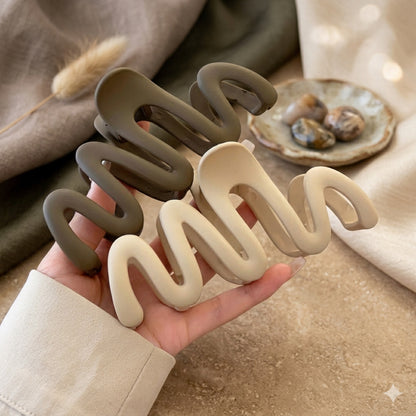 Wave Hair Clutcher for Women | Matte Zig Zag Hair Claw Clip | Strong Hold Non Slip Hair Clutcher | Korean Hair Accessories