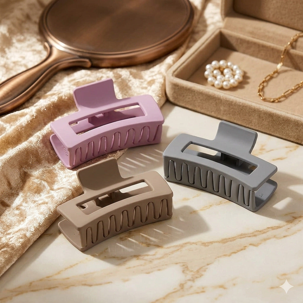 Matte Rectangle Hair Claw Clips for Women | Strong Hold Non Slip Hair Clutcher | Stylish Hair Accessories for Daily Wear