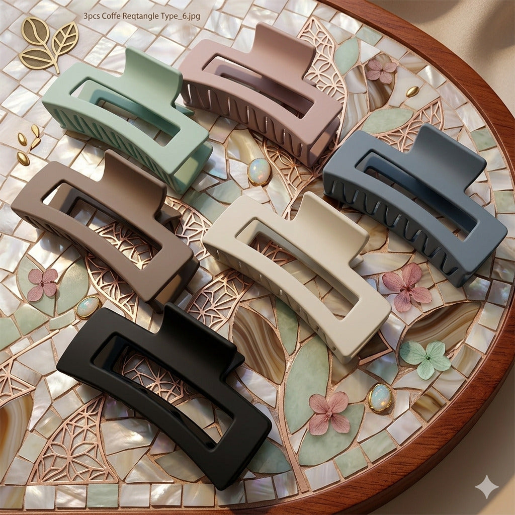 Matte Rectangle Hair Claw Clips for Women | Strong Hold Non Slip Hair Clutcher | Stylish Hair Accessories for Daily Wear