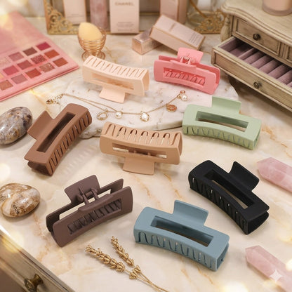 Matte Rectangle Hair Claw Clips for Women | Strong Hold Non Slip Hair Clutcher | Stylish Hair Accessories for Daily Wear