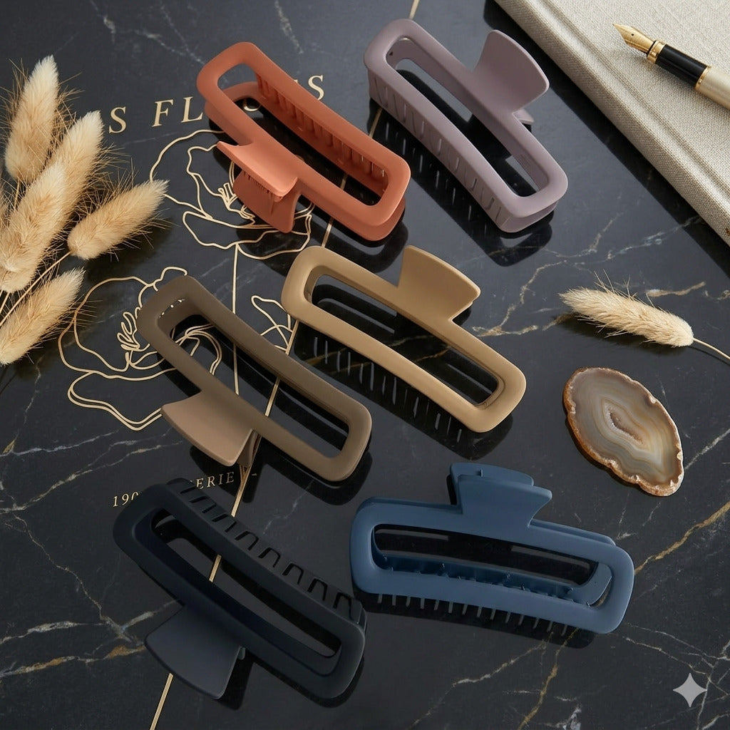 Matte Tube Hair Clutcher for Women & Girls | Rectangle Hair Claw Clip | Strong Hold Hair Clip | Premium Hair Accessory