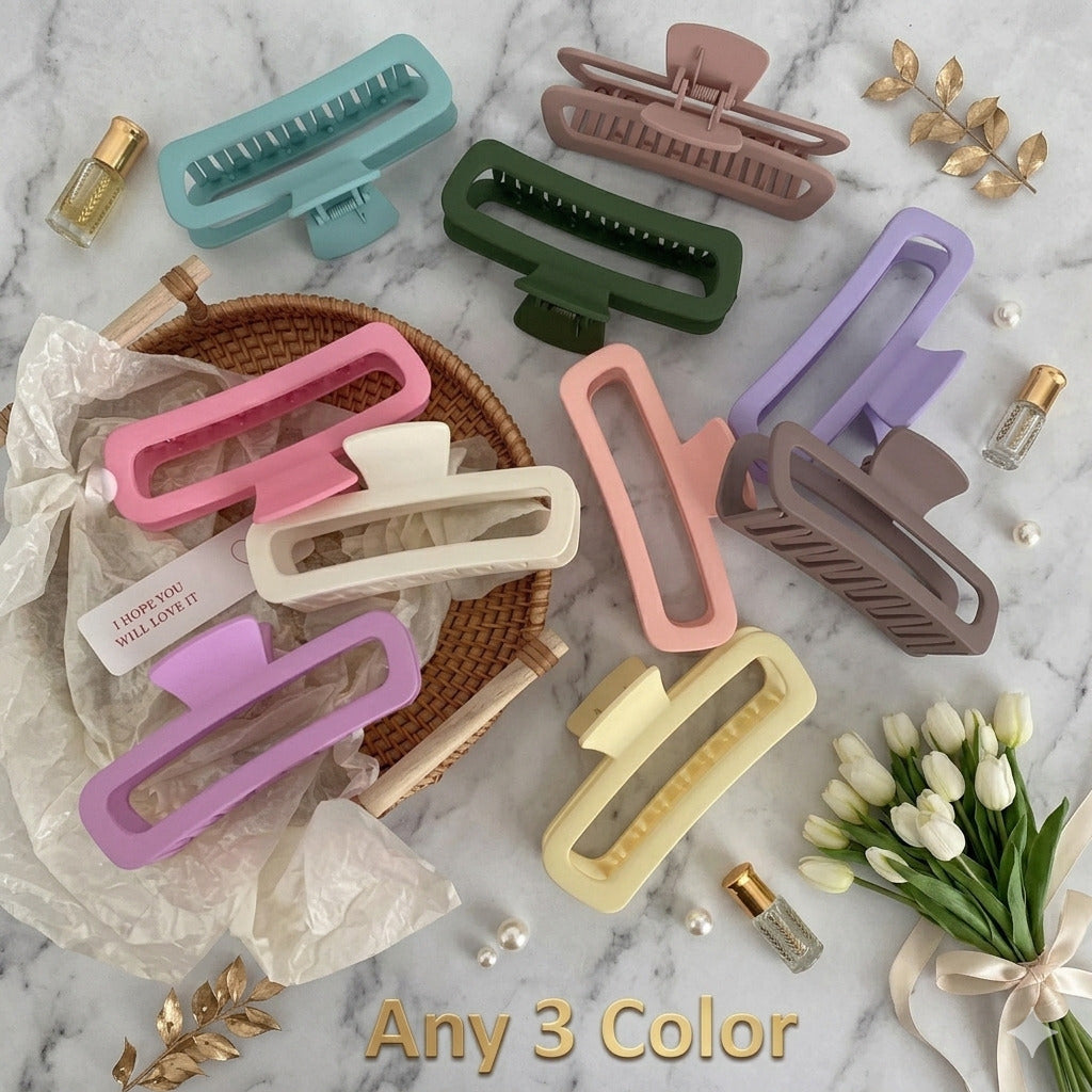 Matte Tube Hair Clutcher for Women & Girls | Rectangle Hair Claw Clip | Strong Hold Hair Clip | Premium Hair Accessory