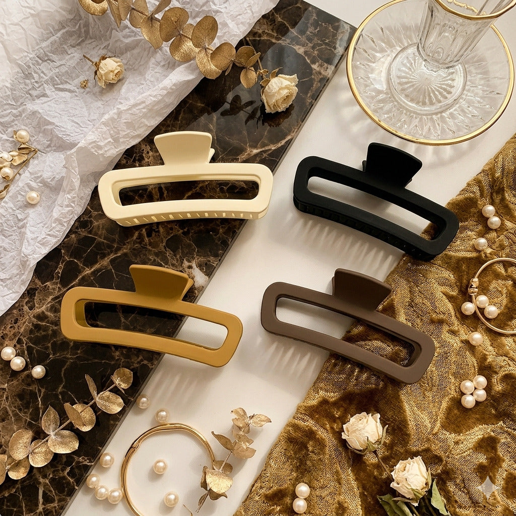 Matte Tube Hair Clutcher for Women & Girls | Rectangle Hair Claw Clip | Strong Hold Hair Clip | Premium Hair Accessory