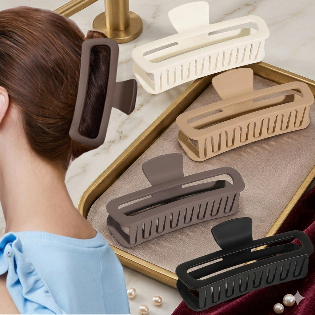 Matte Tube Hair Clutcher for Women & Girls | Rectangle Hair Claw Clip | Strong Hold Hair Clip | Premium Hair Accessory