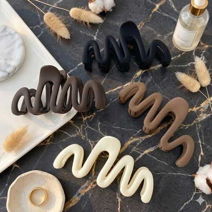 Wave Hair Clutcher for Women | Matte Zig Zag Hair Claw Clip | Strong Hold Non Slip Hair Clutcher | Korean Hair Accessories
