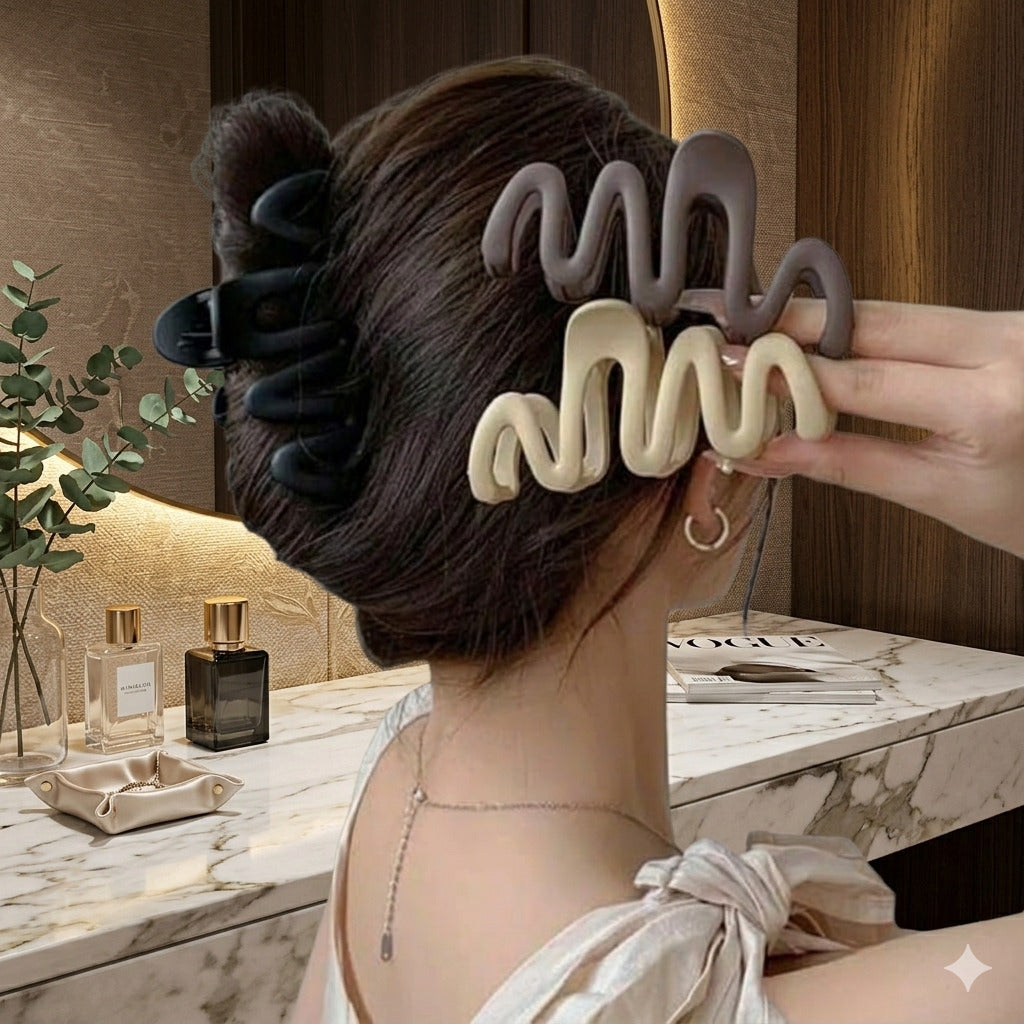 Wave Hair Clutcher for Women | Matte Zig Zag Hair Claw Clip | Strong Hold Non Slip Hair Clutcher | Korean Hair Accessories