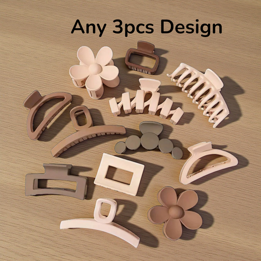 Women Hair Claw Clip Combo (Pack of 3) | Matte Stylish Hair Clips | Strong Grip Clutcher for Girls & Women | Daily Use Fashion Hair Accessories