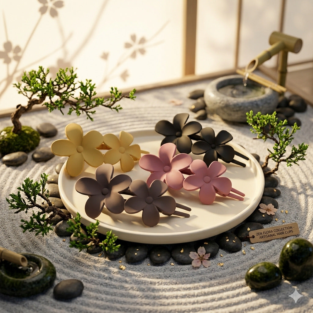 Pack of 2 Matte Flower Juda Hair Claw Clips for Women & Girls | Strong Hold Non-Slip Hair Clip | Stylish Floral Hair Accessories
