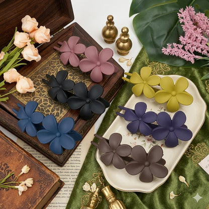 Pack of 2 Matte Flower Juda Hair Claw Clips for Women & Girls | Strong Hold Non-Slip Hair Clip | Stylish Floral Hair Accessories