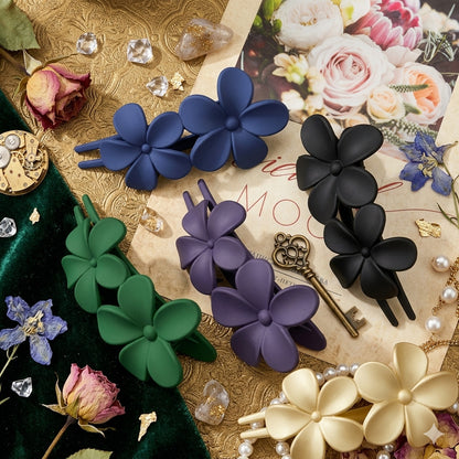 Pack of 2 Matte Flower Juda Hair Claw Clips for Women & Girls | Strong Hold Non-Slip Hair Clip | Stylish Floral Hair Accessories
