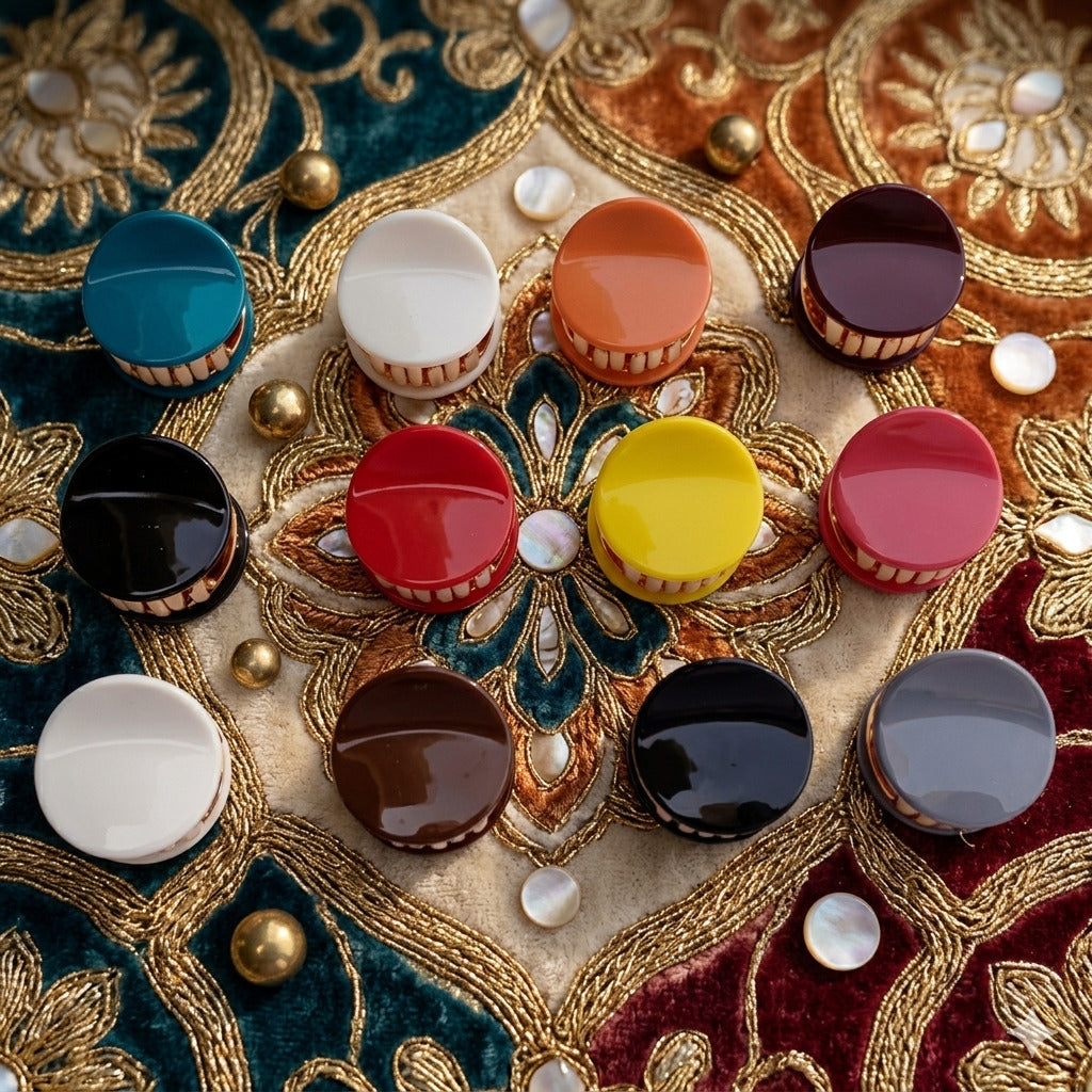 Shiny Matki Mini Hair Clutcher for Women & Girls | Glossy Round Hair Claw Clip | Strong Hold Mini Hair Accessory | Multicolor Hair Clip