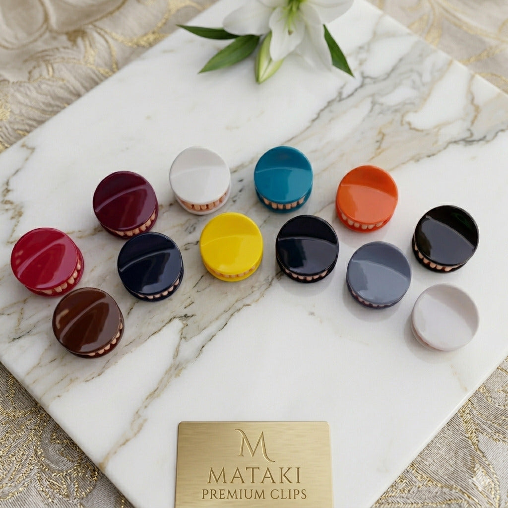 Shiny Matki Mini Hair Clutcher for Women & Girls | Glossy Round Hair Claw Clip | Strong Hold Mini Hair Accessory | Multicolor Hair Clip