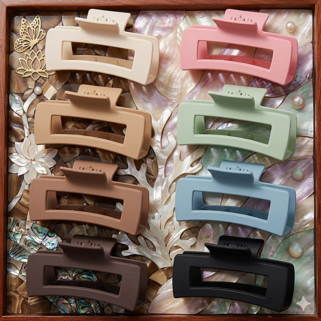 Matte Rectangle Hair Claw Clips for Women | Strong Hold Non Slip Hair Clutcher | Stylish Hair Accessories for Daily Wear