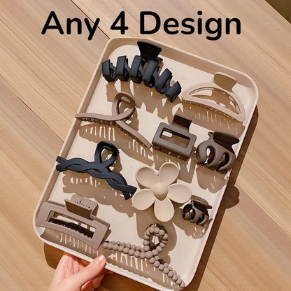 Women Hair Claw Clip Combo (Pack of 4) | Matte Stylish Hair Clips | Strong Grip Clutcher for Girls & Women | Daily Use Fashion Hair Accessories