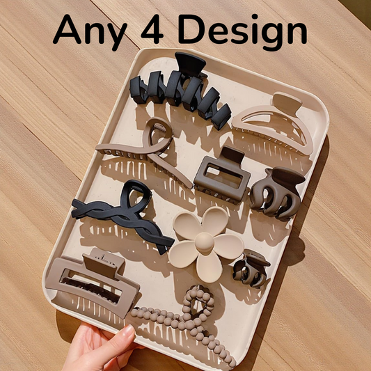 Women Hair Claw Clip Combo (Pack of 4) | Matte Stylish Hair Clips | Strong Grip Clutcher for Girls & Women | Daily Use Fashion Hair Accessories