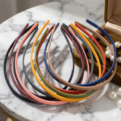 Matte Finish Thin Hair Bands for Women & Girls | Non Slip Plastic Headbands | Lightweight Comfortable Hair Accessories | Multicolor Everyday Hair Band Set