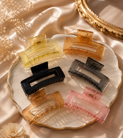 Freebies Premium Rectangular Hair Claw Clips for Women & Girls, Stylish Strong Grip Hair Accessories, Trendy Hair Clips for Daily Styling