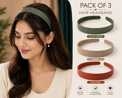 Any 6 Pack Matte Big Hair Band for Women & Girls | Wide Matte Finish Non-Slip Headbands | Comfortable Plastic Hair Bands for Daily Wear, Office & Party