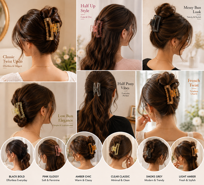 Freebies Premium Rectangular Hair Claw Clips for Women & Girls, Stylish Strong Grip Hair Accessories, Trendy Hair Clips for Daily Styling