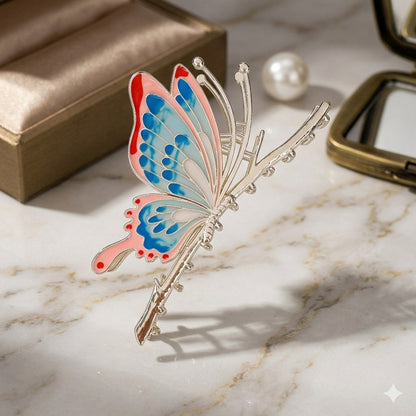 Elegant Butterfly Metal Hair Clutcher Clip for Women & Girls | Premium Hair Claw Clip | Stylish Hair Accessory | Multicolor Butterfly Design
