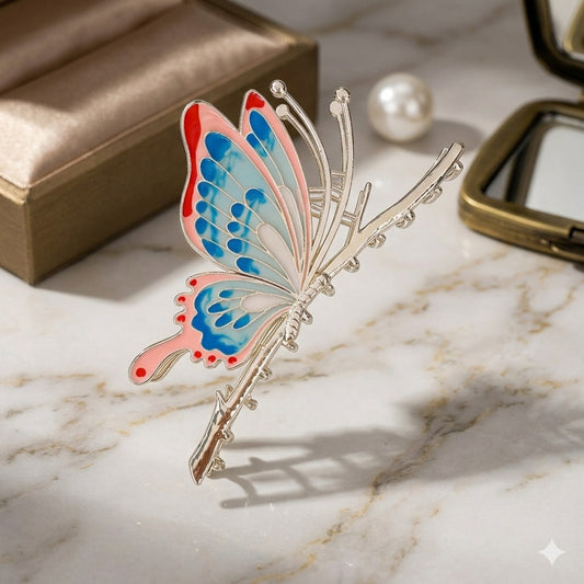 Elegant Butterfly Metal Hair Clutcher Clip for Women & Girls | Premium Hair Claw Clip | Stylish Hair Accessory | Multicolor Butterfly Design