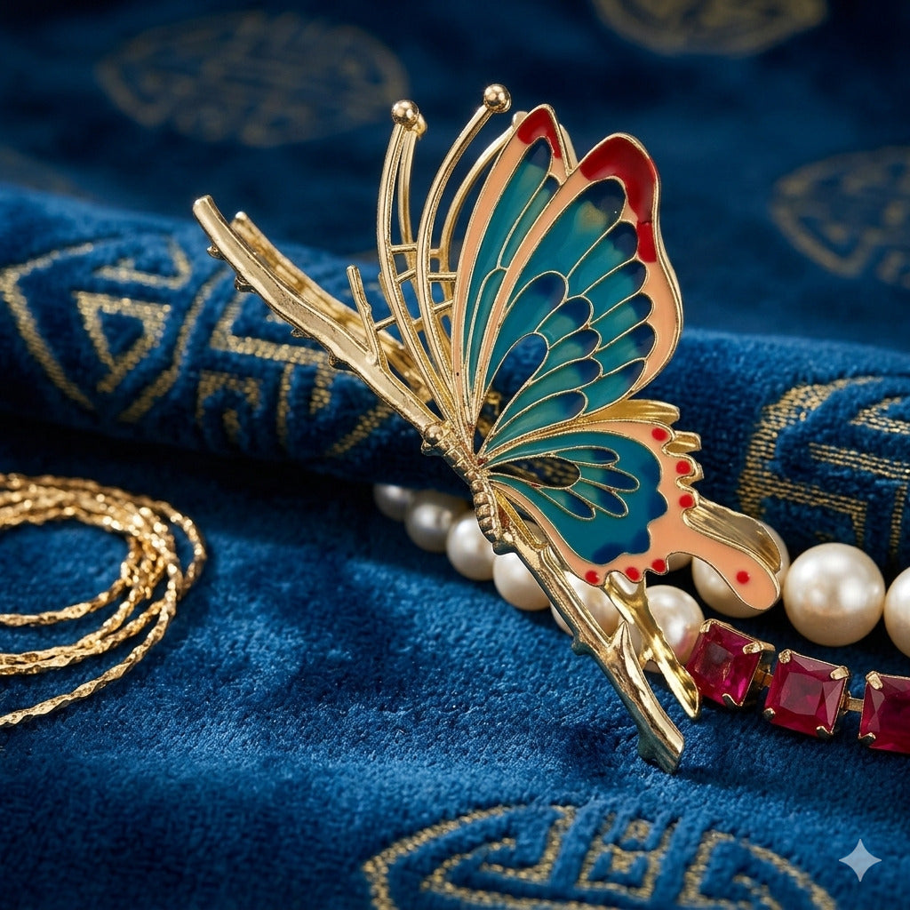 Elegant Butterfly Metal Hair Clutcher Clip for Women & Girls | Premium Hair Claw Clip | Stylish Hair Accessory | Multicolor Butterfly Design