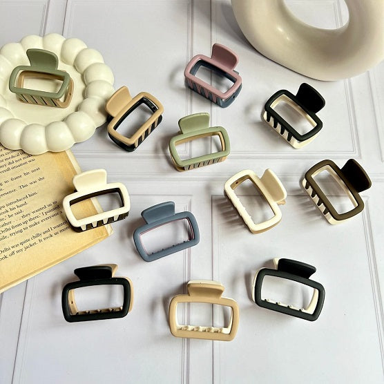 Pack of 3 Matte Rectangle Hair Clutcher | Strong Grip Big Hair Claw Clips for Women & Girls | Non-Slip Stylish Hair Accessories