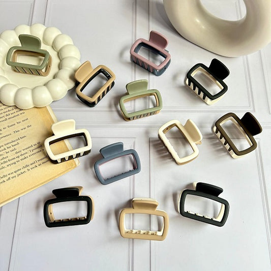 Pack of 3 Matte Rectangle Hair Clutcher | Strong Grip Big Hair Claw Clips for Women & Girls | Non-Slip Stylish Hair Accessories