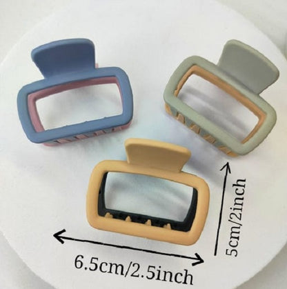 Pack of 3 Matte Rectangle Hair Clutcher | Strong Grip Big Hair Claw Clips for Women & Girls | Non-Slip Stylish Hair Accessories