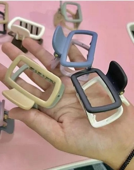 Pack of 3 Matte Rectangle Hair Clutcher | Strong Grip Big Hair Claw Clips for Women & Girls | Non-Slip Stylish Hair Accessories