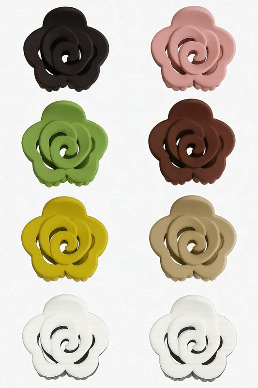 Pack of 3 Rose Shape Hair Clutcher | Stylish Matte Finish Flower Claw Clips for Women & Girls | Strong Grip Non-Slip Hair Accessories