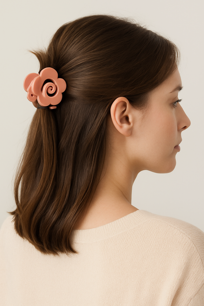 Pack of 3 Rose Shape Hair Clutcher | Stylish Matte Finish Flower Claw Clips for Women & Girls | Strong Grip Non-Slip Hair Accessories