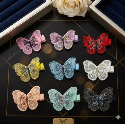 Fabric Butterfly Hair Clip for Girls & Women | Embroidered Butterfly Snap Hair Clip | Cute Korean Hair Accessories | Soft Fabric Hair Clip